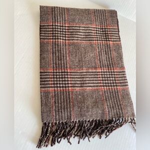 Lands’ End Brown Plaid Scarf 68x12 Inches Fall Winter Accessory